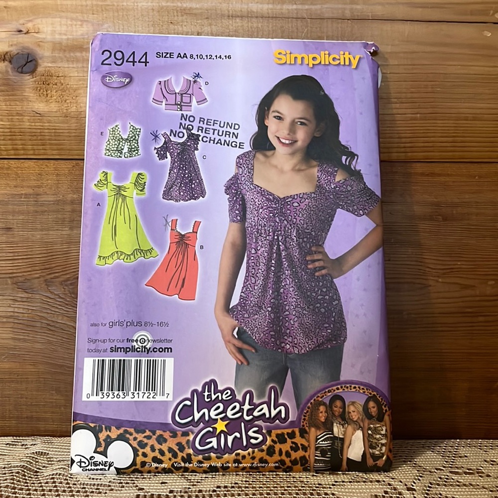 Simplicity Cheetah Girls Uncut Sewing Pattern